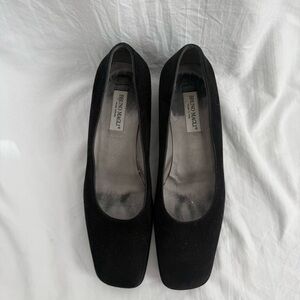 Bruno Magli Women's Black Suede Square Toe Block Heel Pumps